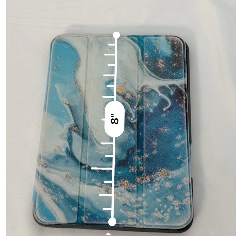 Blue Marble Gold Folio iPad mini 4 /5 Tri-Fold Stand Cover pencil holder 105-11